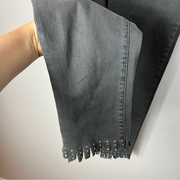 Elliot & Vine Gray Denim High Rise Ankle Cropped Jeans with Frayed Hem women  12 - Picture 4 of 13